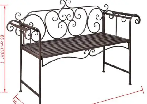 Bancă de grădină, maro învechit, 132 cm, oțel - 5/5