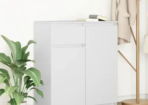 Bufetă cu sertar alb 71x35x84 cm din lemn prelucrat - 1/5