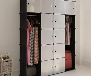 vidaXL Dulap modular 14 compartimente alb și negru 37 x 146 x 180,5 cm