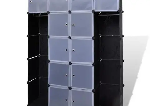 Dulap modular 14 compartimente alb și negru 37 x 146 x 180,5 cm - 2/5