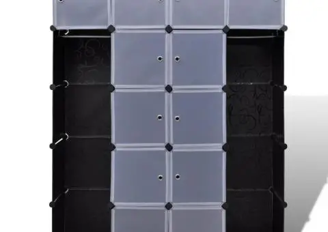 Dulap modular 14 compartimente alb și negru 37 x 146 x 180,5 cm - 3/5