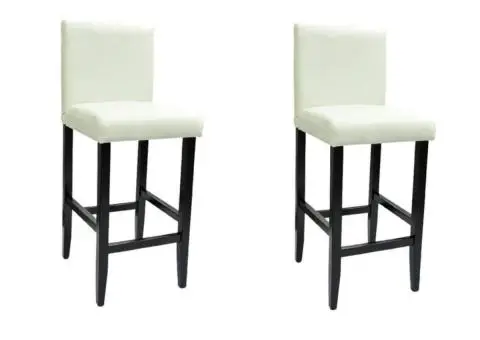Scaune de bar, 2 buc., alb, piele ecologică - 2/5