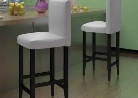 Scaune de bar, 2 buc., alb, piele ecologică - 5/5