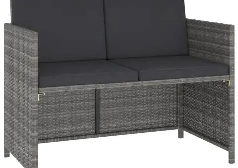 Set mobilier de exterior, 6 piese, gri, poliratan, lemn acacia - 3/5