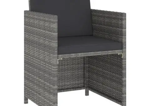 Set mobilier de exterior, 6 piese, gri, poliratan, lemn acacia - 4/5