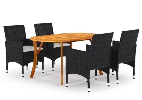 Set mobilier de grădină, 5 piese, negru - 1/5