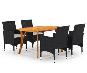 vidaXL Set mobilier de grădină, 5 piese, negru
