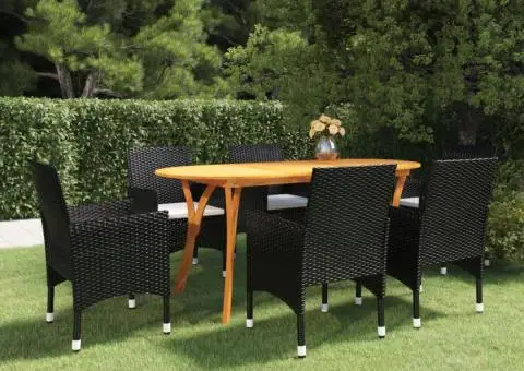 Set mobilier de grădină, 7 piese, negru - 1/5