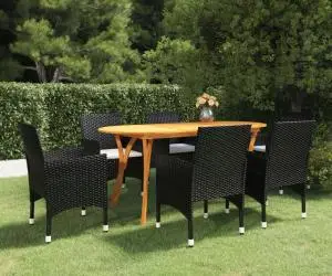 vidaXL Set mobilier de grădină, 7 piese, negru