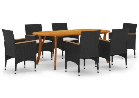 Set mobilier de grădină, 7 piese, negru - 2/5