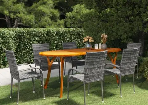 Set de masă pentru grădină, 7 piese, gri - 1/5