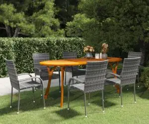 vidaXL Set de masă pentru grădină, 7 piese, gri