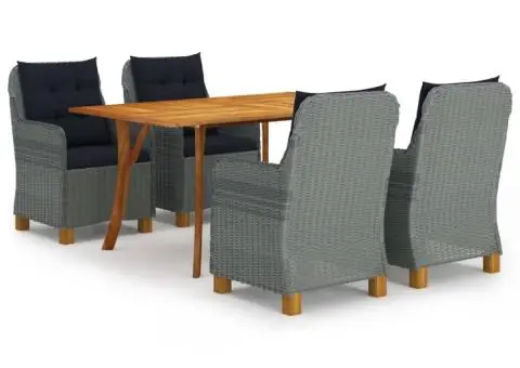 Set de masă pentru grădină, 5 piese, gri deschis - 1/5