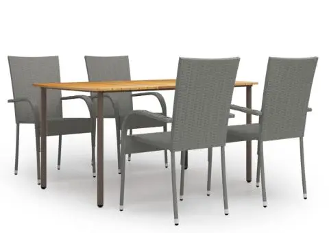 Set mobilier de grădină, 5 piese, gri, poliratan - 1/5