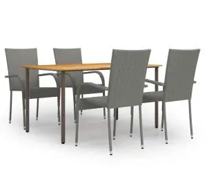 vidaXL Set mobilier de grădină, 5 piese, gri, poliratan