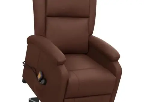 Fotoliu de masaj cu ridicare, maro, piele ecologică - 1/5