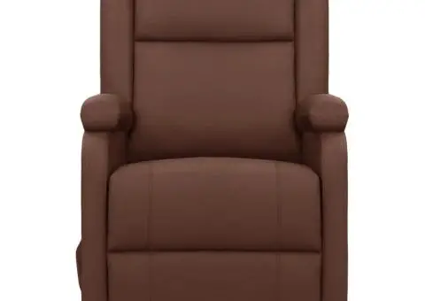 Fotoliu de masaj cu ridicare, maro, piele ecologică - 3/5