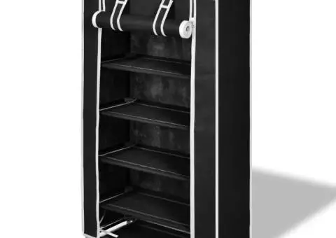 Dulap pantofi material textil cu capac, negru, 58x 28x106 cm - 1/5