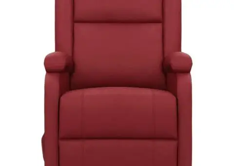 Fotoliu de masaj cu ridicare, roșu vin, piele ecologică - 3/5