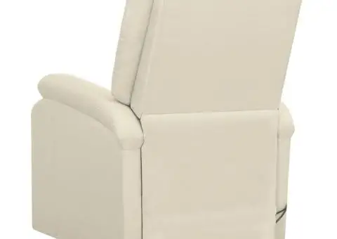 Fotoliu de masaj cu ridicare, crem, material textil - 4/5