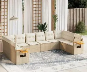 vidaXL Set canapele de grădină cu perne, 10 piese, bej, poliratan