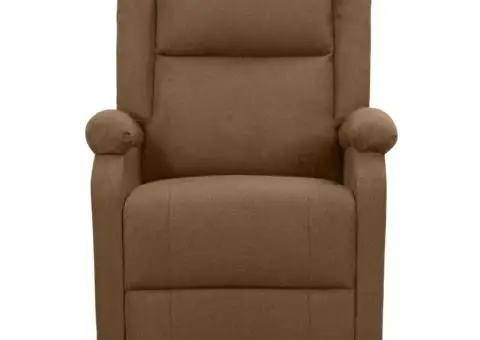 Fotoliu de masaj cu ridicare, maro, material textil - 3/5