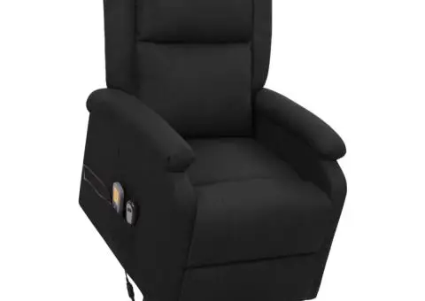 Fotoliu de masaj cu ridicare, negru, material textil - 1/5