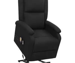 vidaXL Fotoliu de masaj cu ridicare, negru, material textil