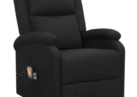 Fotoliu de masaj cu ridicare, negru, material textil - 2/5