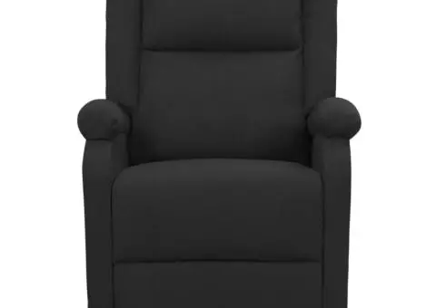 Fotoliu de masaj cu ridicare, negru, material textil - 3/5