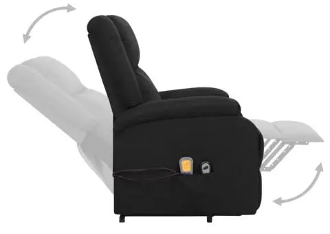 Fotoliu de masaj cu ridicare, negru, material textil - 5/5