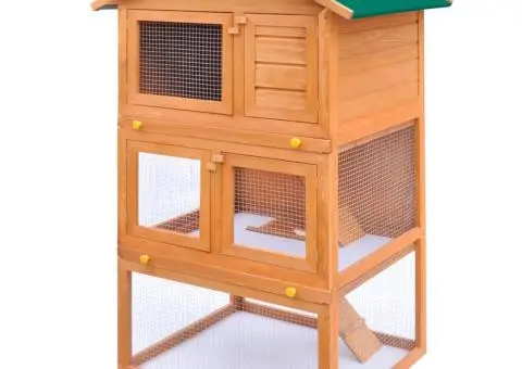 Cușcă de exterior iepuri cușcă adăpost animale mici 3 niveluri lemn - 1/5