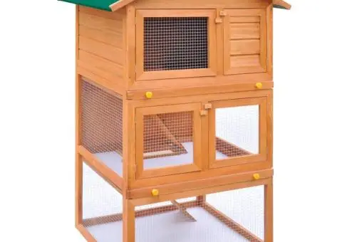 Cușcă de exterior iepuri cușcă adăpost animale mici 3 niveluri lemn - 2/5