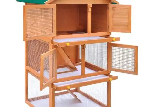 Cușcă de exterior iepuri cușcă adăpost animale mici 3 niveluri lemn - 3/5