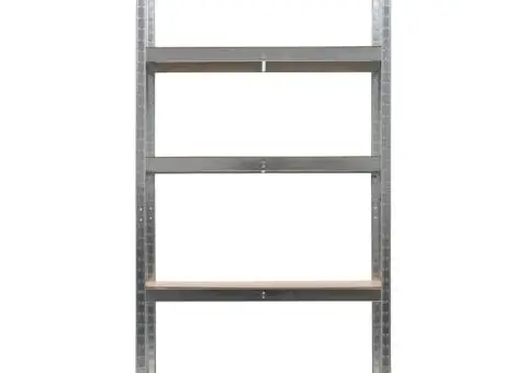 Raft depozitare cu 5 niveluri, argintiu, oțel&lemn prelucrat - 3/5