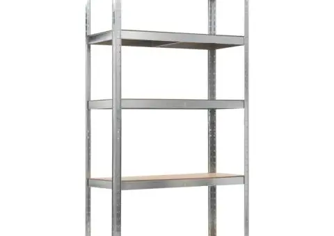Raft depozitare cu 5 niveluri, argintiu, oțel&lemn prelucrat - 4/5