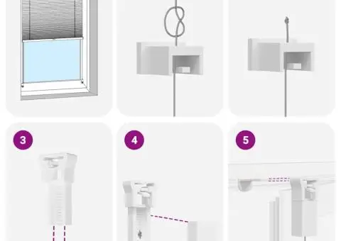 Jaluzea plisse, alb, 40x200 cm, pliuri - 5/5