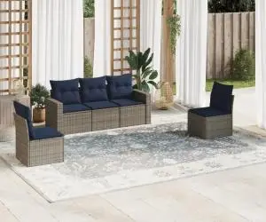 vidaXL Set canapele de grădină cu perne, 5 piese, gri, poliratan