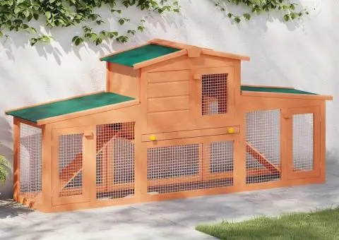 Cușcă mare iepuri cușcă adăpost animale mici cu acoperiș lemn - 1/5