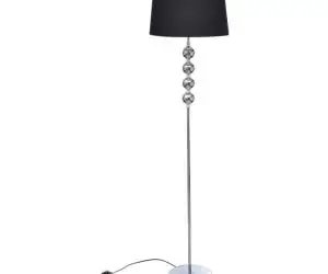 Lampă de podea abajur suport înalt, 4 bile decorative, negru