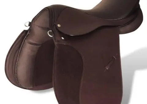 Set echitație cu șa 40,6 cm din piele naturală Maro - 3/5