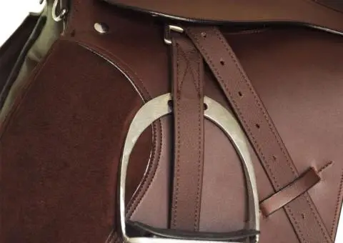 Set echitație cu șa 40,6 cm din piele naturală Maro - 5/5