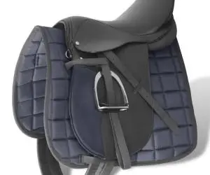 Set șa călărie 5-în-1 16", piele naturală, negru, 14 cm