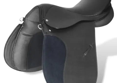 Set șa călărie 5-în-1 16", piele naturală, negru, 14 cm - 3/5