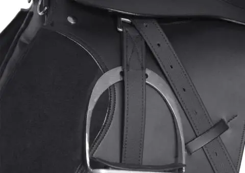 Set șa călărie 5-în-1 16", piele naturală, negru, 14 cm - 4/5