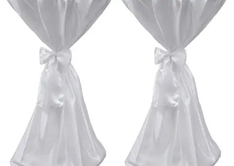 Husă de masă albă, 60 cm, cu fundă, 2 buc - 1/5