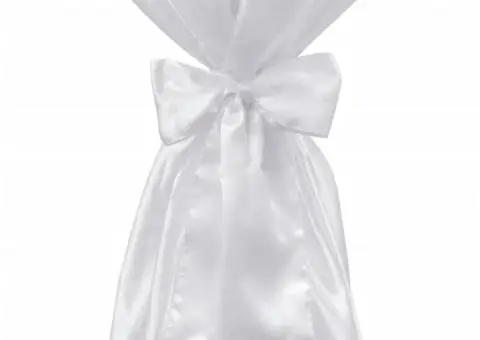 Husă de masă albă, 60 cm, cu fundă, 2 buc - 3/5