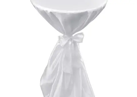 Husă de masă albă, 60 cm, cu fundă, 2 buc - 5/5