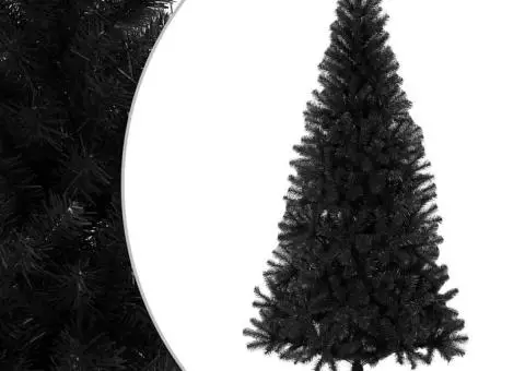 Pom de Crăciun artificial cu suport, negru, 210 cm, PVC - 1/5