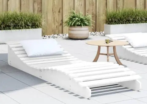 Șezlong, alb, 205x60x31,5 cm, lemn masiv de pin - 1/5